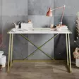 Glamourinen Opiskelupöytä - Valkoinen Kulta, 100% Melamiinipinnoitettu, 120x75x60 cm, Metallijalat, Yksi Paketti - Työpöydät - 8681875920765 - 3