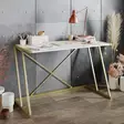 Glamourinen Opiskelupöytä - Valkoinen Kulta, 100% Melamiinipinnoitettu, 120x75x60 cm, Metallijalat, Yksi Paketti - Työpöydät - 8681875920765 - 2
