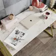 Glamourinen Opiskelupöytä - Valkoinen Kulta, 100% Melamiinipinnoitettu, 120x75x60 cm, Metallijalat, Yksi Paketti - Työpöydät - 8681875920765 - 4