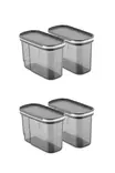 Keittiötarvikkeet: 4-osainen Säilytyslaatikko, BPA-vapaa, Astianpesukoneen Kestävä, 9,5x19,5x13 cm, Anthracite - Eväsrasiat ja ruoansäilytysastiat - 8683342477475 - 1