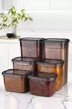 Keittiötarvikkeet: 6-osainen Säilytyslaatikko Setti, Anthracite, 100% Muovi, Koot: 3200ml, 2000ml, 1300ml, Konepesun Kestävä - Eväsrasiat ja ruoansäilytysastiat - 8683742939795 - 1