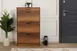 Kenkäkaappi Oslo Walnut - Tyylikäs ja Kestävä Säilytysratkaisu, 100% Melamiinipinnoitettu, 75x128x29 cm, 1 Laatikko ja Hyllyt - Kenkäkaapit - 8682870658165 - 2