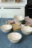 Keraaminen Kulhosetti 6 kpl - Kermanvärinen, Antibakteerinen, Ekologinen, Helppo Puhdistaa, 14 cm, 450 cc - Tarjoiluastiat - 8684282478195 - 2