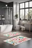 Kylpyhuonematto 2-osainen Setti - Monivärinen, 100% Polyesteri, 7mm Nukka, 600 gr/m², Koko 40x60cm ja 60x100cm - Kylpyhuonematot ja kosteantilan matot - 8684283194995 - 2