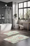 Kylpyhuonematto Setti 2-osainen, Monivärinen, 100% Polyesteri, 7 mm Nukka, 600 gr/m², Koko 40x60 cm ja 60x100 cm - Kylpyhuonematot ja kosteantilan matot - 8684283195435 - 2
