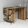 Moderni Opiskelupöytä, Pähkinä-Musta, 120x78,8x60 cm, 100% Melamiinipinnoitettu, Useita Hyllyjä, Seinään Kiinnitettävä - Työpöydät - 8681875555615 - 2
