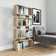 Moderni Tammi Kirjahylly - 100% Melamiinipinnoitettu Lastulevy, 18mm, 72x25x161cm, Useita Hyllyjä, Seinään Kiinnitettävä - Kirjahyllyt - 8683342216395 - 3