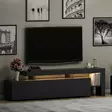 Moderni TV-taso, Anthracite, 192x53x37 cm, 100% Melamiinipinnoitettu, LED-valot, Useita Hyllyjä, PVC-reunanauha - TV-tasot - 8683342170505 - 7