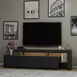 Moderni TV-taso, Anthracite, 192x53x37 cm, 100% Melamiinipinnoitettu, LED-valot, Useita Hyllyjä, PVC-reunanauha - TV-tasot - 8683342170505 - 2