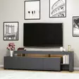 Moderni TV-taso, Anthracite, 192x53x37 cm, 100% Melamiinipinnoitettu, LED-valot, Useita Hyllyjä, PVC-reunanauha - TV-tasot - 8683342170505 - 5