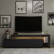Moderni TV-taso, Anthracite, 192x53x37 cm, 100% Melamiinipinnoitettu, LED-valot, Useita Hyllyjä, PVC-reunanauha - TV-tasot - 8683342170505 - 6