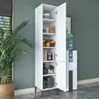 Monikäyttöinen Kaappi - Valkoinen, 100% Melamiinipinnoitettu E1 Laatu Lastulevy, 18 mm, 40x198,6x40 cm - Kaapit ja lipastot - 8684282480945 - 4