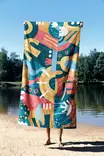Monivärinen Rantapyyhe 70x130 cm - Pehmeä ja Imukykyinen Polyesteri/Polyamidi Mikrokuitukangas - Kylpyhuoneen Ylellisyys - Pyyhkeet ja kylpytakit - 8684282665755 - 2