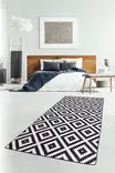 Musta Valkoinen eteisen matto käytävämatto 80x200 cm - Antibakteerinen, Liukumaton, Konepestävä, 100% Polyesteri, 10 mm Paksuus - Pienet matot ja käytävämatot - 8682870121195 - 1