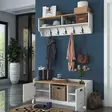 Naulakko, valkoinen pähkinäpuu, 120 cm leveä, kestävä, runsaasti säilytystilaa - Naulakot - 8683743395705 - 6