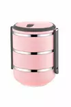 Ruostumaton Teräslounaslaatikko 3-osainen Setti, Pinkki, 21,5 cm Korkeus, 15 cm Halkaisija, 2,25 l Tilavuus - Eväsrasiat ja ruoansäilytysastiat - 8683342445825 - 1