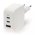 Seinälaturi | 70 W | GaN | PD3.0 | 1.5 / 2.25 A / 2.5 / 3.0 / 3.5 A | Lähtöliitäntöjen määrä: 3 | USB-A / 2x USB-C | Automaattinen Jännitteen Valinta | Valkoinen - Verkkolaturit - 5412810470235 - 1