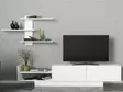 Skandinaavinen TV-taso, valkoinen, 100% melamiinipinnoitettu, 180x40x31,8 cm, useita hyllyjä, seinäkiinnitys, lisäsäilytys - TV-tasot - 8681181613795 - 3