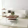 Sohvapöytä - Luonnollinen Väri, 100% Karkaistu Lasi, Mänty Runko, 75x75x40 cm, Helppo Koota, 1 Paketti - Sohvapöydät - 8684282402435 - 2