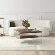Sohvapöytä - Luonnollinen Väri, 100% Karkaistu Lasi, Mänty Runko, 75x75x40 cm, Helppo Koota, 1 Paketti - Sohvapöydät - 8684282402435 - 3