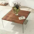 Sohvapöytä - Luonnollinen Väri, 100% Karkaistu Lasi, Mänty Runko, 75x75x40 cm, Helppo Koota, 1 Paketti - Sohvapöydät - 8684282402435 - 4