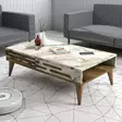 Sohvapöytä - Tyylikäs ja Kestävä, 100% Melamiinipinnoitettu, Pähkinä Valkoinen Marmori, 105x60x34,6 cm, 18 mm Paksuus - Sohvapöydät - 8684282088325 - 2