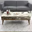 Sohvapöytä - Tyylikäs ja Kestävä, 100% Melamiinipinnoitettu, Pähkinä Valkoinen Marmori, 105x60x34,6 cm, 18 mm Paksuus - Sohvapöydät - 8684282088325 - 3