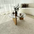 Tammi-Läpinäkyvä Sohvapöytä: 100% Karkaistu Lasi, Mänty Runko, 75x35x75 cm, Tyylikäs ja Kestävä Huonekalu - Sohvapöydät - 8684283311095 - 3