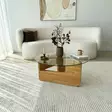Tammi-Läpinäkyvä Sohvapöytä: 100% Karkaistu Lasi, Mänty Runko, 75x35x75 cm, Tyylikäs ja Kestävä Huonekalu - Sohvapöydät - 8684283311095 - 2