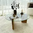 Tammi-Läpinäkyvä Sohvapöytä: 100% Karkaistu Lasi, Mänty Runko, 75x35x75 cm, Tyylikäs ja Kestävä Huonekalu - Sohvapöydät - 8684283311095 - 8