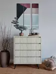 Travertiini Lipasto - 100% Melamiinipinnoitettu Lastulevy, 4 Vetolaatikkoa, Useita Hyllyjä, 70x86x40 cm - Lipastot ja senkit - 8684282994275 - 2