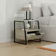 Travertiini Yöpöytä - 100% Melamiinipinnoitettu Lastulevy, Pehmeästi Sulkeutuvat Saranat, 45x50x40 cm, Tyylikäs Säilytys - Yöpöydät - 8684283438815 - 4