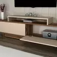 TV-taso, 100% melamiinipinnoitettu, 180x50,2x29,6 cm, vaalea pähkinä-beige, lisäsäilytys, seinäkiinnitys, huonekalut - TV-tasot - 8684283434015 - 5