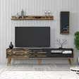 TV-taso, 100% Melamiinipinnoitettu Lastulevy, Pähkinä-Antrasiitti, 180x35x45 cm, Useita Hyllyjä, Lisäsäilytystilaa - TV-tasot - 8684282088165 - 2