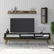 TV-taso, 100% Melamiinipinnoitettu Lastulevy, Pähkinä-Antrasiitti, 180x35x45 cm, Useita Hyllyjä, Lisäsäilytystilaa - TV-tasot - 8684282088165 - 3