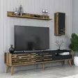TV-taso, 100% Melamiinipinnoitettu Lastulevy, Pähkinä-Antrasiitti, 180x35x45 cm, Useita Hyllyjä, Lisäsäilytystilaa - TV-tasot - 8684282088165 - 4