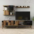 TV-taso, 100% Melamiinipinnoitettu, Pähkinä-Musta, Leveys 180 cm, Korkeus 48,6 cm, Syvyys 33,8 cm, Useita Hyllyjä - TV-tasot - 8683342169585 - 2