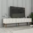 TV-taso, Huonekalut, Kermanvalkoinen Pähkinä, 100% Melamiinipinnoitettu Lastulevy, 180x44x35 cm, Useita Hyllyjä, Seinäkiinnitys - TV-tasot - 8684282640585 - 4