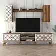 TV-taso, Huonekalut, Pähkinä Valkoinen, 100% Melamiinipinnoitettu Lastulevy, 180x44x35 cm, Moderni, Useita Hyllyjä - TV-tasot - 8681875184365 - 5