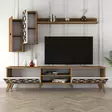 TV-taso, Huonekalut, Pähkinä Valkoinen, 100% Melamiinipinnoitettu Lastulevy, 180x44x35 cm, Moderni, Useita Hyllyjä - TV-tasot - 8681875184365 - 4