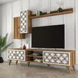 TV-taso, Huonekalut, Pähkinä Valkoinen, 100% Melamiinipinnoitettu Lastulevy, 180x44x35 cm, Moderni, Useita Hyllyjä - TV-tasot - 8681875184365 - 3