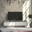 TV-taso, valkoinen, 180 cm leveä, kestävä, tilava - TV-tasot - 8681875385465 - 2
