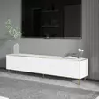 TV-taso, Valkoinen Marmori Kulta, 180x45,2x35 cm, 100% Melamiinipinnoitettu, Useita Hyllyjä, Kiinnitettävä Seinäasennus - TV-tasot - 8684282548485 - 4