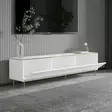 TV-taso, Valkoinen Marmori Kulta, 180x45,2x35 cm, 100% Melamiinipinnoitettu, Useita Hyllyjä, Kiinnitettävä Seinäasennus - TV-tasot - 8684282548485 - 5