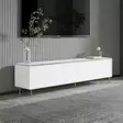 TV-taso, Valkoinen Marmori Kulta, 180x45,2x35 cm, 100% Melamiinipinnoitettu, Useita Hyllyjä, Kiinnitettävä Seinäasennus - TV-tasot - 8684282548485 - 3