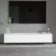 TV-taso, Valkoinen Marmori Kulta, 180x45,2x35 cm, 100% Melamiinipinnoitettu, Useita Hyllyjä, Kiinnitettävä Seinäasennus - TV-tasot - 8684282548485 - 2
