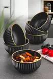 Tyylikäs Musta Kulhosetti (6 kpl) - 100% Muovia, BPA-vapaa, 250 ml, 10x10x5 cm - Ei Mikroaaltouuni- tai Konepesu - Tarjoiluastiat - 8683342786065 - 2