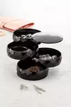Tyylikäs Musta Meikkijärjestelijä - 100% Muovia, BPA-vapaa, Koko 11x11x12 cm, Astianpesukoneen Kestävä - Meikkaustarvikkeet - 8683342483605 - 2