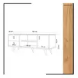 Tyylikäs TV-taso: Tammi-valkoinen, 120x53x40 cm, 2 laatikkoa, PU-nahkakahva, seinäkiinnitys, puujalat - TV-tasot - 8681875207385 - 5