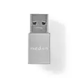 USB-A Sovitin | USB 3.2 Gen 1 | USB-A Uros | USB-C Naaras | 5 Gbps | Pyöreä | Niklattu | Hopea | Laatikko kannella ja ikkunalla - Tietokone ja verkko - 5412810334445 - 30